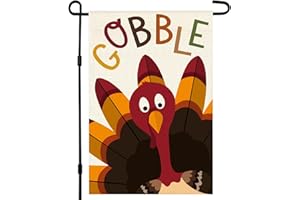 XGXHZYLC Thanksgiving Turkey Garden Flag 12x18 Inch Double Sided Outside Gobble Till You Wobble Fall Autumn Garden Flags Seasonal Decorative Yard Flag Outdoor Decorations