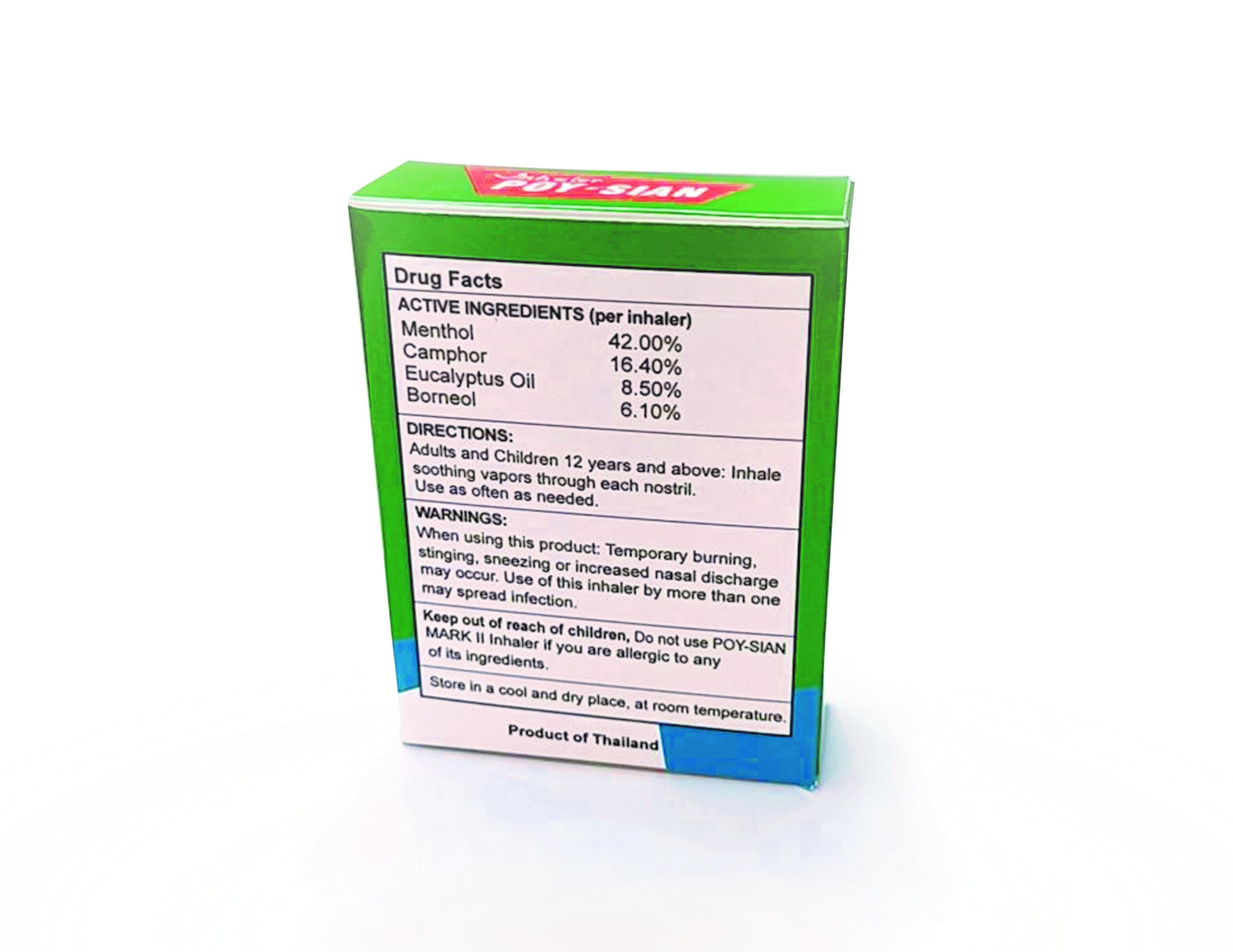 POY-SIAN Mark II Menthol Aromatherapy Nasal Inhaler, Natural Herbal Remedy with Cooling Essential Oils Poysian (1 Stick)