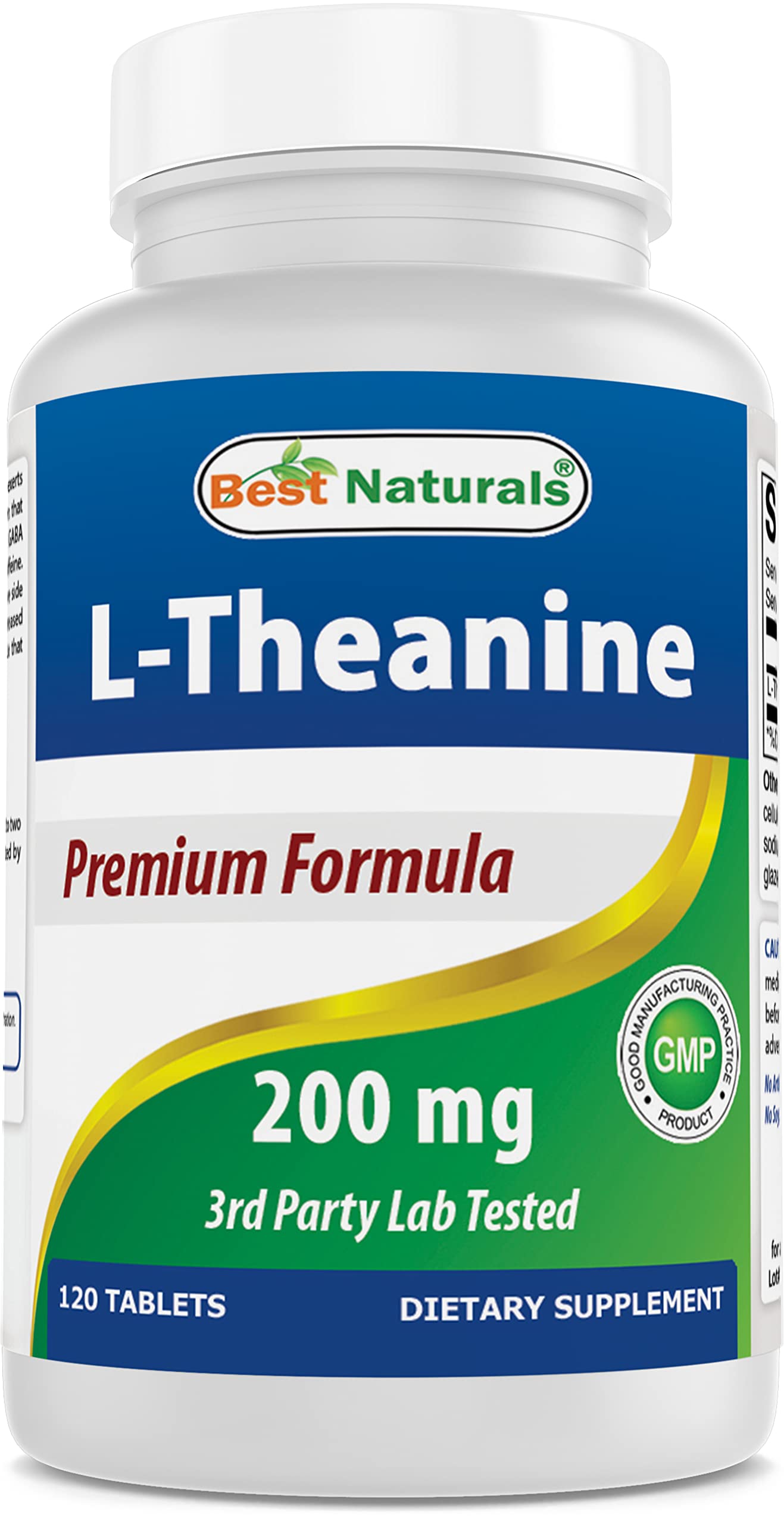 Best Naturals L-Theanine 200mg per Tablet (400mg per 2 Tablets) - Promotes Relaxation Without Drowsiness - 120 Vegetarian Tablets - (120 Count (Pack of 1))