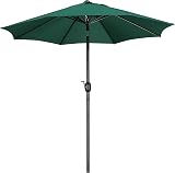 Yaheetech Garden Parasol Umbrella 9ft 2.7M Patio with Crank 8 Ribs Dark Green