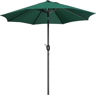 Yaheetech Garden Parasol Umbrella 9ft 2.7M Patio with Crank 8 Ribs Dark Green