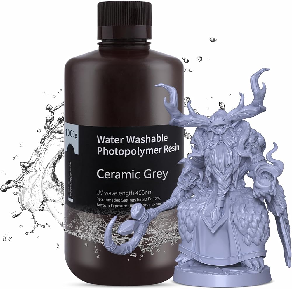ELEGOO Water Washable 3D Resin 405nm LCD UV-Curing Grey 1000G