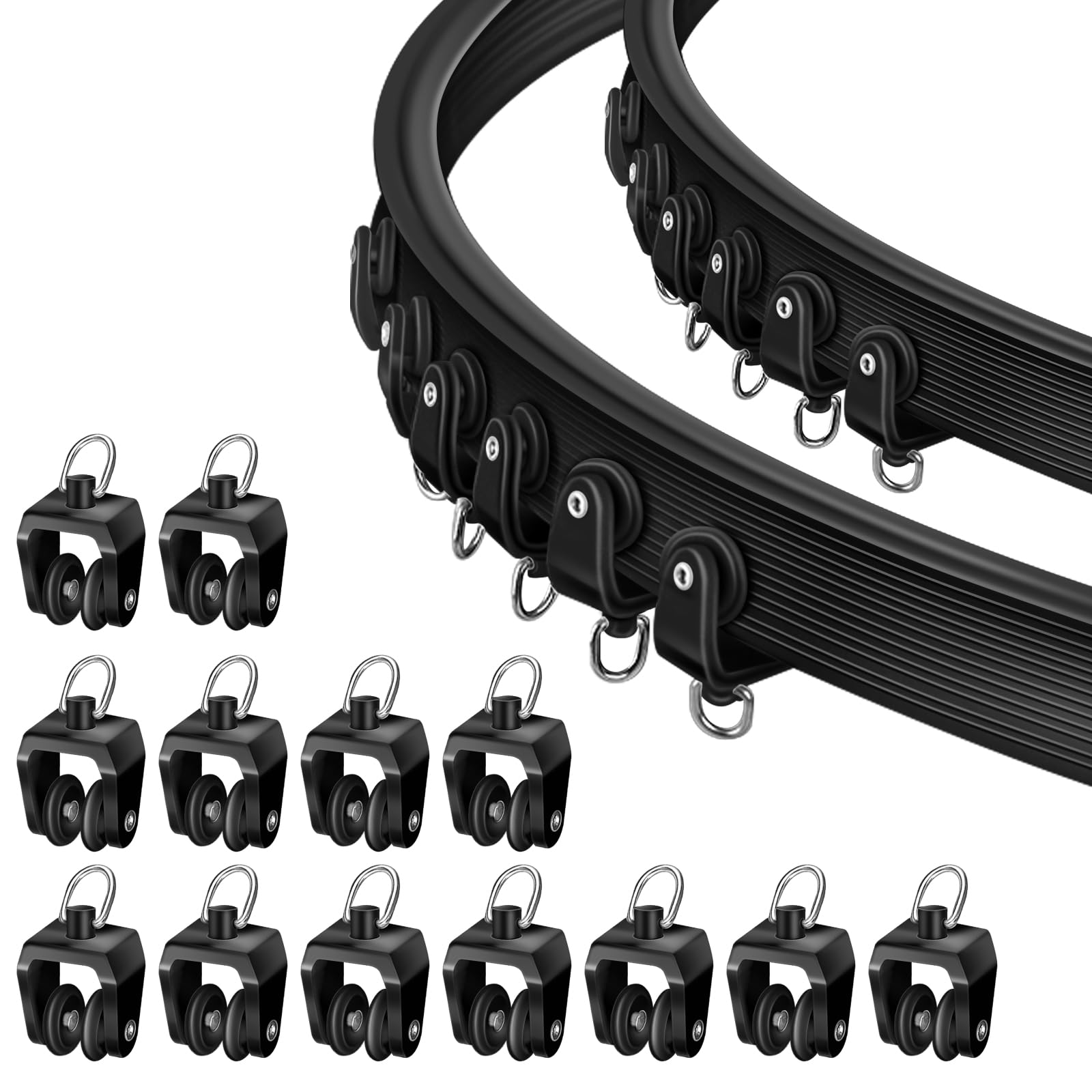 Curtain Rail Gliders Curtain Track Rollers for Flexible Bendable Curtain Rail Track, 25Pcs, Black