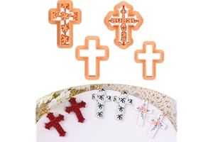 Puocaon Cross Polymer Clay Cutters - Christian Cross Clay Cutters for Polymer Clay Earrings Jewelry, Jesus Saves Cross Clay Cutters, Flower Christian Cross Polymer Clay Cutters for Earrings Jewelry