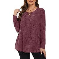 BELAROI Plus Size Tunic Tops For Women - Long Sleeve Scoop Neck Lightweight Sweaters Pullover