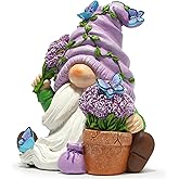 Hodao Spring Lavender Gnomes Decoration Lavender Elf Figurine Decor Spring Gnomes for Home, Porch, Garden Table Decor Warm Gifts for Mom, Grandma