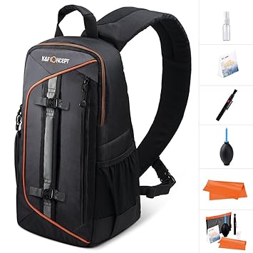 K&F Concept Kamerarucksack Kamera Sling Rucksack Fotorucksack Kameratasche mit Reinigungsset für Canon Nikon DSLR Kamera 23 *