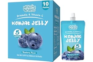 VOLO VERO Konjac Jelly Drinkable Pouch, Blueberry Flavor, 10 Pack | 5 Calories, Gluten Free, Vegan, Low Sugar, Keto, Fat Free, Plant-Based Fruit Snack with Vitamin C | Healthy On-the-Go Gift