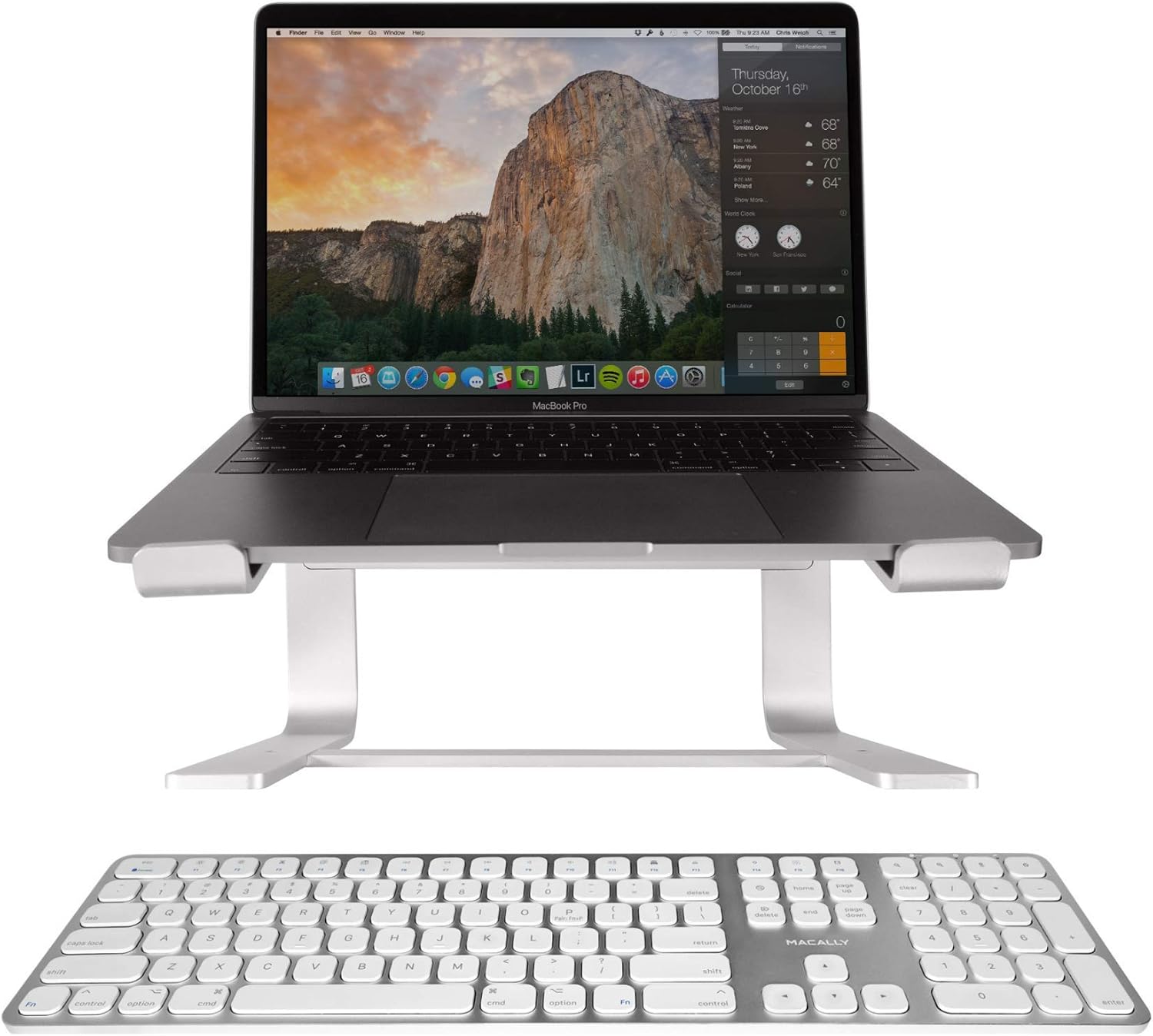 Macally Bluetooth Wireless Mac Keyboard and a Ergonomic MacBook Laptop Stand, Elevate Your Office While Working in Comfort
