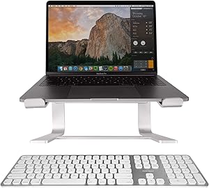 Macally Bluetooth Wireless Mac Keyboard and a Ergonomic MacBook Laptop Stand, Elevate Your Office While Working in Comfort