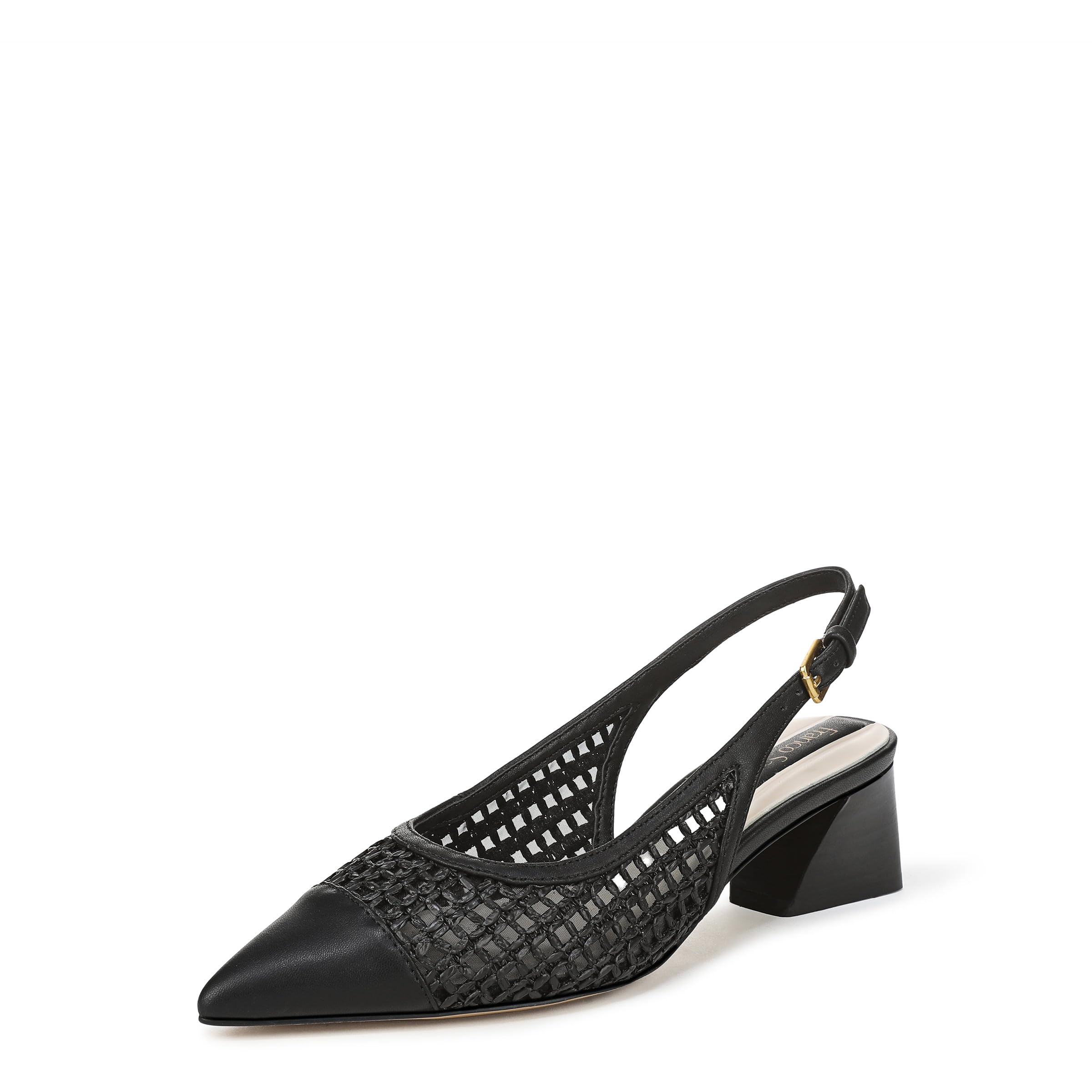 Franco Sarto Women’s Racer Pump Black Faux Leather Weave 6.5 M