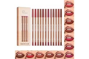 Espoce Lip Liner Set, 12Pcs Pure Natural Oak Brown Pink Red Series Lip Liners, Smooth and High Pigmented Lip Makeup Pencil