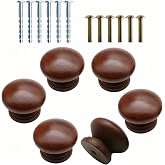 QYIMLI 6Pcs Wooden Cabinet Knobs, Wood Dresser Knobs Kitchen Cabinet Knobs Drawer Knob Modern Round Knob for Furniture Dresser Cupboard Drawer Closet Door (Brown)