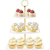 Hoedia 3 Tier Cupcake Stand Tower, Plastic White Cup Cake Holder for Dessert stands, Tiered Serving Tray for Tea Party, Birthday Party, Wedding Decor and Baby Shower(Square)