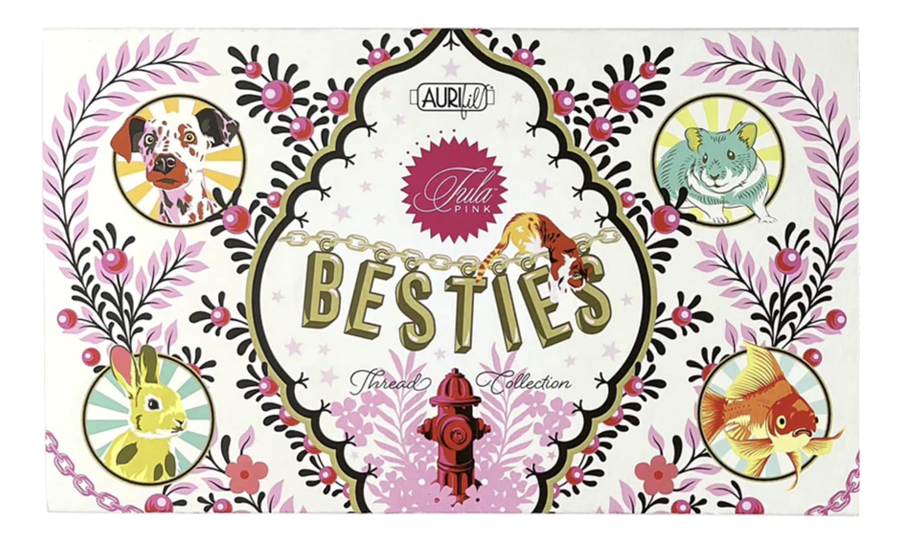 Aurifil Tula Pink Bestie Collection, 20 Small Cotton Spools, 100% Cotton Assorted Colours, Ideal for Quilting, Sewing and Patchwork