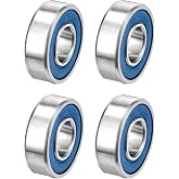uxcell 4 Pcs 698-2RS Micro Bearings, 8x19x6mm Chrome Steel, ABEC7 | Double Rubber Sealed and Pre-Lubricated, Deep Groove Ball Bearing, Z4 Low Noise