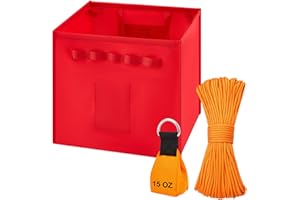 LOYIM 3 Pcs Arborist Throw Line Kit and Cube Bundle 64L Folding Arborist Throw Line Storage Cube, 15 oz Arborist Throw Weight Bag, 164 ft Polyester Rope Equipment for Tree Work Limb Throwing