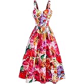 winkbay Women's Floral Print Ruffle Maxi Dress Boho Sweetheart Neckline Flowy Vacation Dresses