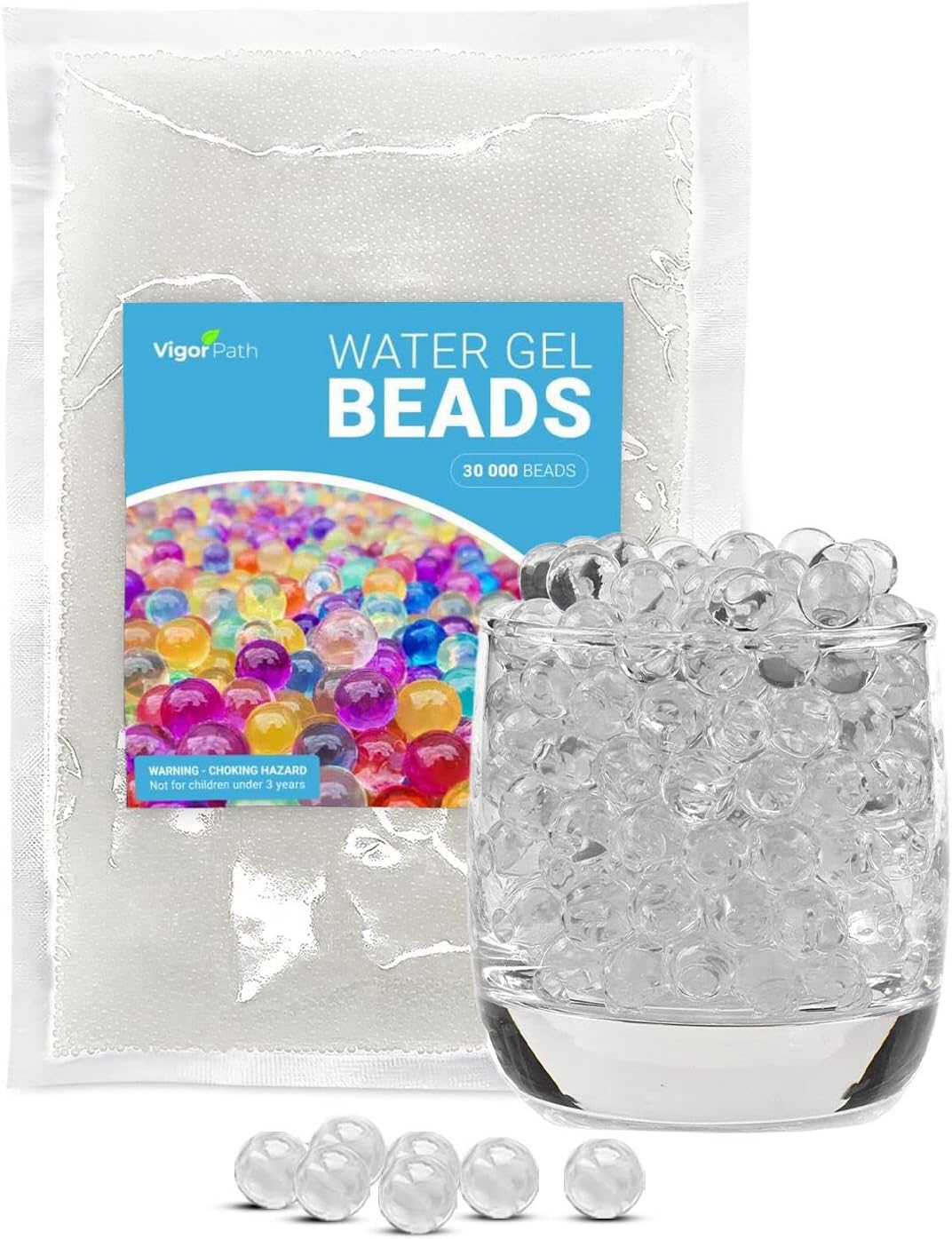 Vase Fillers - VIGOR PATH 30,000 Large Water Gel Beads - Floating Pearls - Non-Toxic Polymer Water Absorbent Beads Decorative Vase Fillers for Weddings, Floating Candle & Parties - Clear