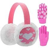 CHUANGLI Ear Muffs for Kids Winter Warm Earmuffs with Gloves Kids Ear Warmer and Knit Gloves Set for Boys & Girls
