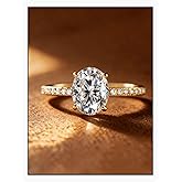 Dulin 1ct/2ct/3ct Oval Cut Cubic Zirconia Engagement Ring for Women 14K Gold Plated 925 Sterling Silver Promise Wedding Ring Gift for Her
