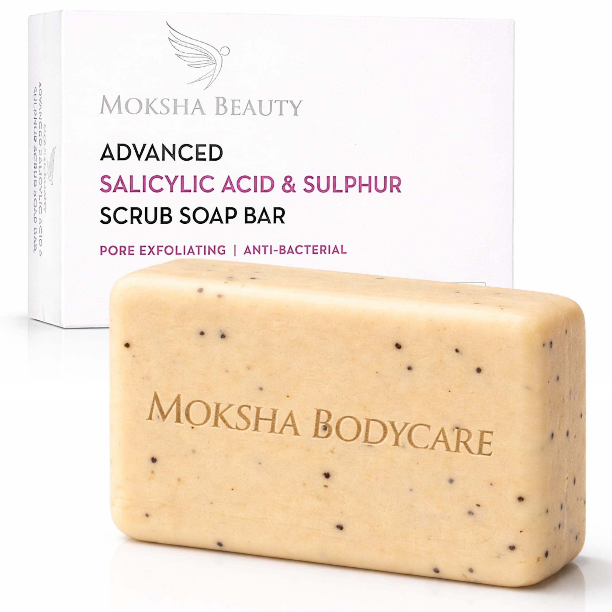 Salicylic Acid and Sulphur Soap Scrub Bar - [Made In U.K] Salicylic Acid Treatment for Acne Spots Blackheads Blemishes Milia Pimples Problem Skin, Face Cleanser for Men, Women, Teens - 100g