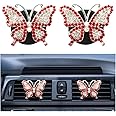 Bittwee 2PCS Bling Butterfly Car Freshener Air Vent Clips, Sparkling Crystal Rhinestone Auto Diffuser Clamps, Full Diamond Vehicle Interior Decoration Charm for Women Girls, Universal Fit（Red）