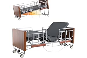 OLERN Full Electric 5 Function Foldable Home Care ICU Hospital Bed for Home Use, Include Foam Mattress-Trendelenburg and Reverse-CPR one-Click recovery-507LBS Loading, Adjustable Medical Bed Frame