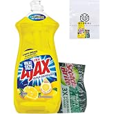 Ajax Super Degreaser Dish Soap, Lemon Scent, 28 Fl Oz bundled with Scotch Brite Heavy Duty Sponge