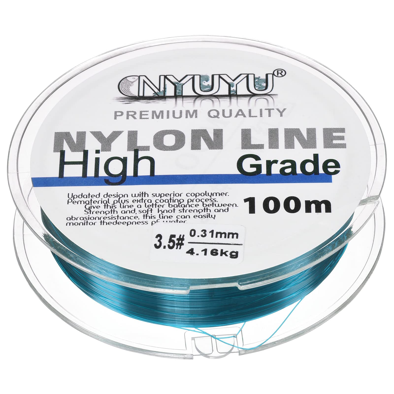 PATIKIL 109Yard/328FT Nylon Fishing Line, 10Lb Monofilament String Wire Fluorocarbon Coated for DIY Craft Hanging Decoration, Sea Blue