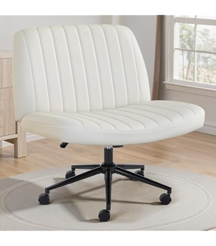 Sweetcrispy Criss Cross Chair with Legs, Sleeveless Office Chair Without Wheels, Swivel Chair, Acorn Chair, Height-Adjustable Wide Seat, Work Chair