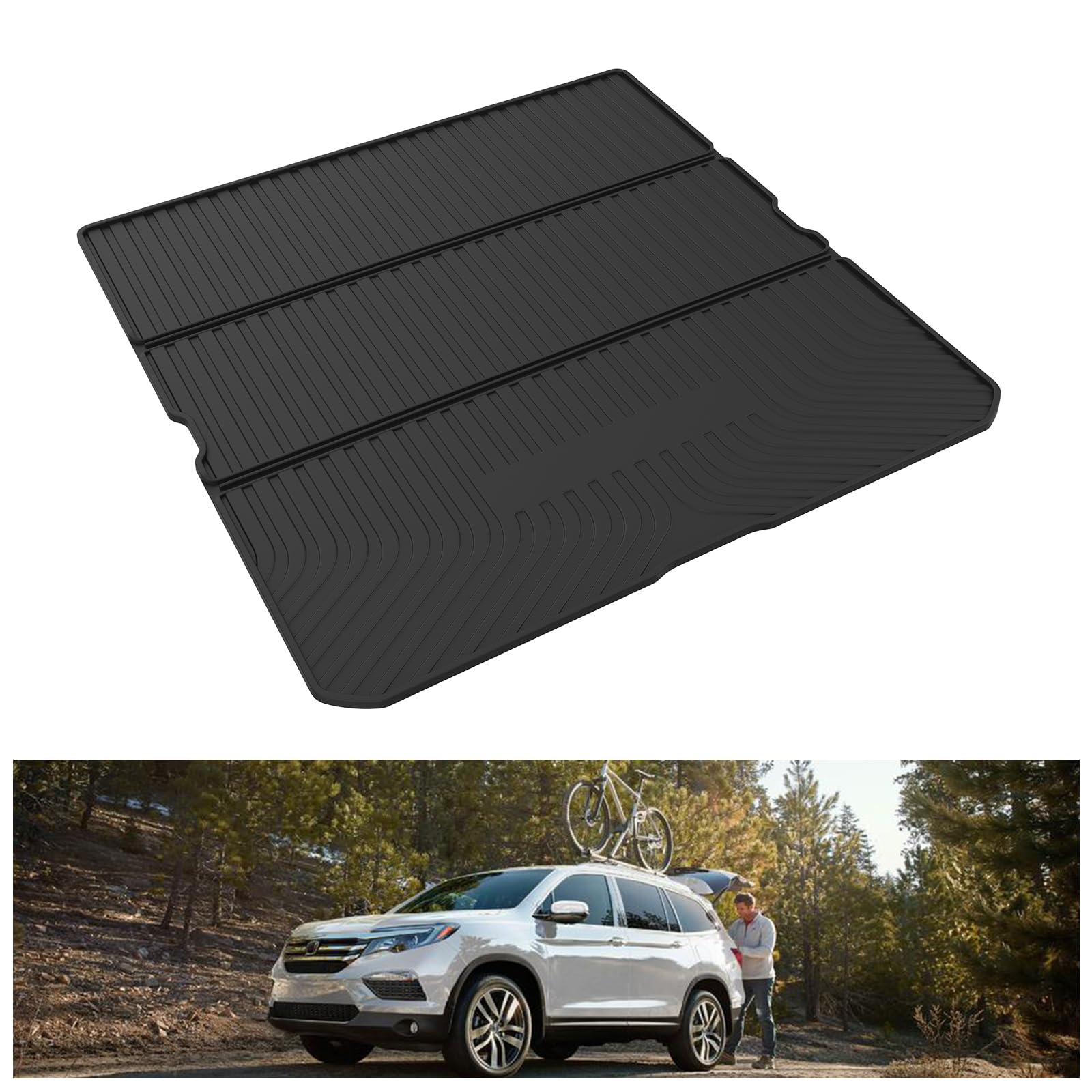 Photo 1 of ***STOCK PHOTO FOR REFERENCE ONLY***KIWI MASTER Folding Cargo Trunk Mat All Weather Rear Tray Trunk Liner TPE Slush Mats Black