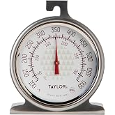 Taylor Large 2.5 Inch Dial Kitchen Cooking Oven Thermometer, Analog | Stainless Steel Analog Dial, Hanging or Standing Design, NSF Listed, Reads 100 to 600 Degrees F and 50 to 300 Degrees C
