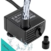 hygger Ultra Quiet 53GPH (200L/H, 3W) Submersible Mini Water Pump Comes with 2 Nozzles, for Aquariums, Fish Tank, Fountain, Hydroponics, Max Lift Height 1.7ft ,120V/60HZ, Power Cord 6ft