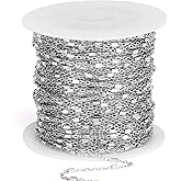 33FT Cable Satellite Jewelry Chains Roll 1.5MM Stainless Steel Satellite Square Beaded Chain Spool Bulk for DIY Jewelry Making Necklace Bracelet