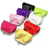 8 Pcs Small Change Purse, Sequin Coin Purse, Cute Change Wallets with Kiss Lock Closure Sparkly Bling Coin Purses Sequin Diva Party Favors for Xmas presents