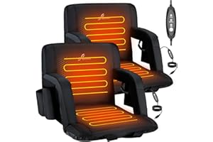 Sportneer Heated Stadium Seat, 3 Heated Modes Stadium Seats with Backs Support & Armrest, Bleacher Chair Portable 6 Reclinng 