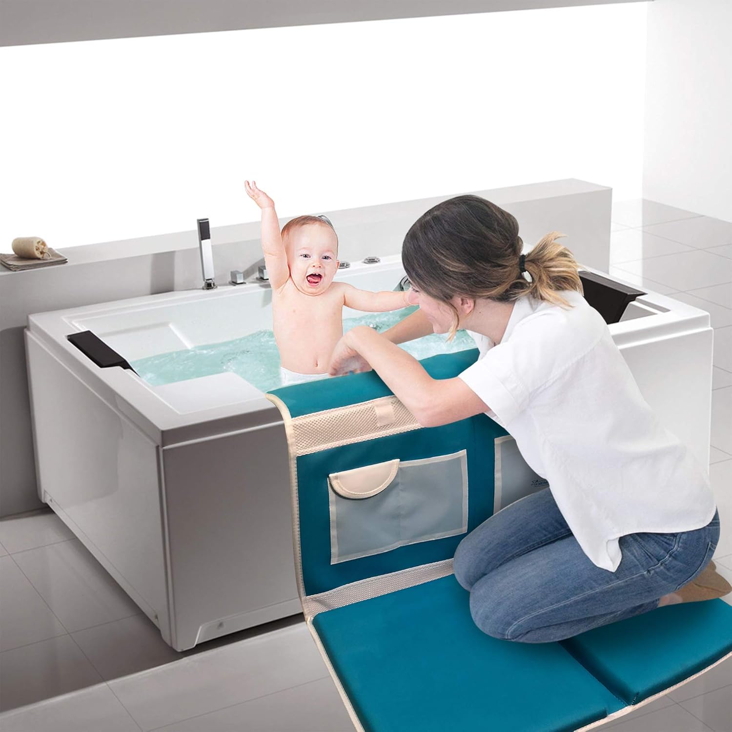 Baby Bath Kneeler with Elbow Rest by 4 Moms N Dads Safety Non Slip