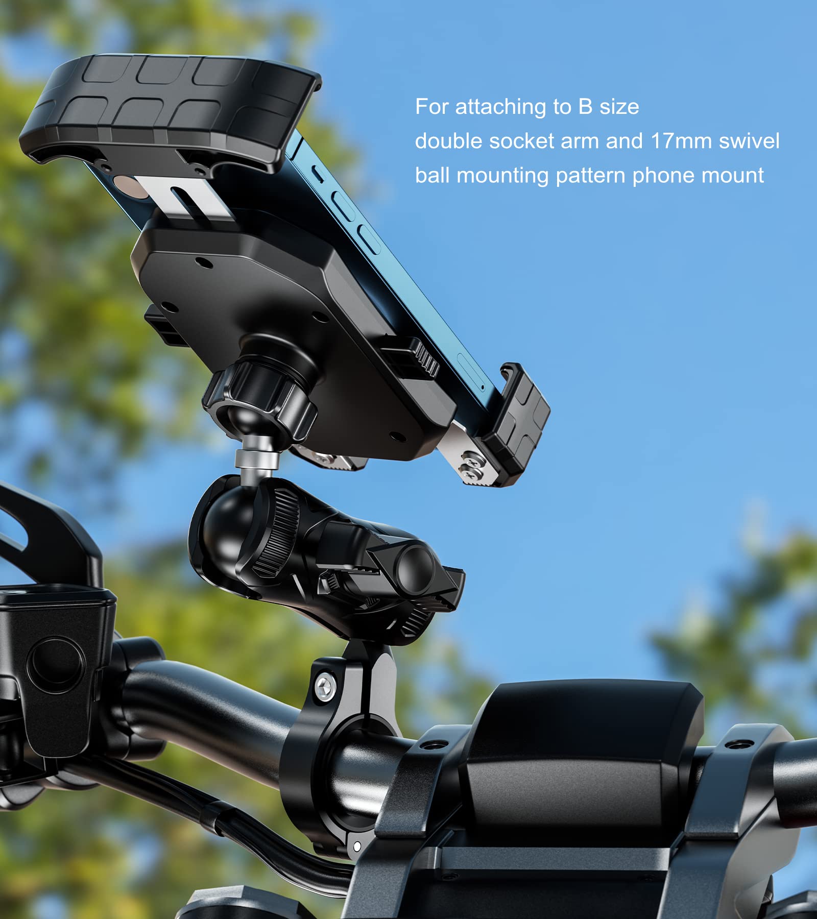 BRCOVAN 1'' to 17mm Ball Adapter, Compatible with RAM Mounts B Size Double Socket Arm, Suitable for 17mm Swivel Ball Mounting Pattern Device Mounts