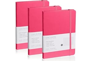 EMOMAS Lined Journal Notebook, 3Pack(Rose Red), 160 Pages, Medium 5.7 inches x 8 inches - 100 gsm Thick Paper, Hardcover