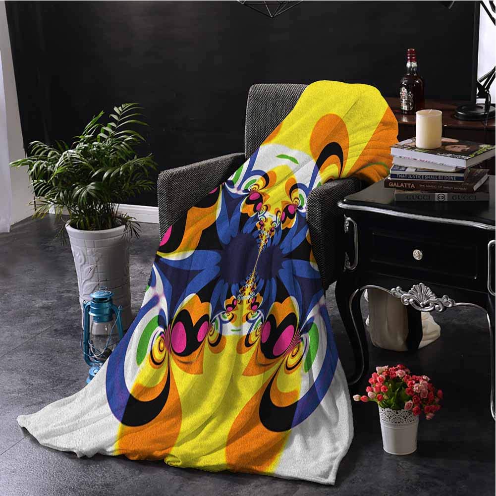 Luoiaax Modern Art Bedding Flannel Blanket Trippy Butterfly with Morphing Dynamic Forms Digital Entoptic Art Design Print Super Soft and Comfortable Luxury Bed Blanket W91 x L60 Inch Multicolor