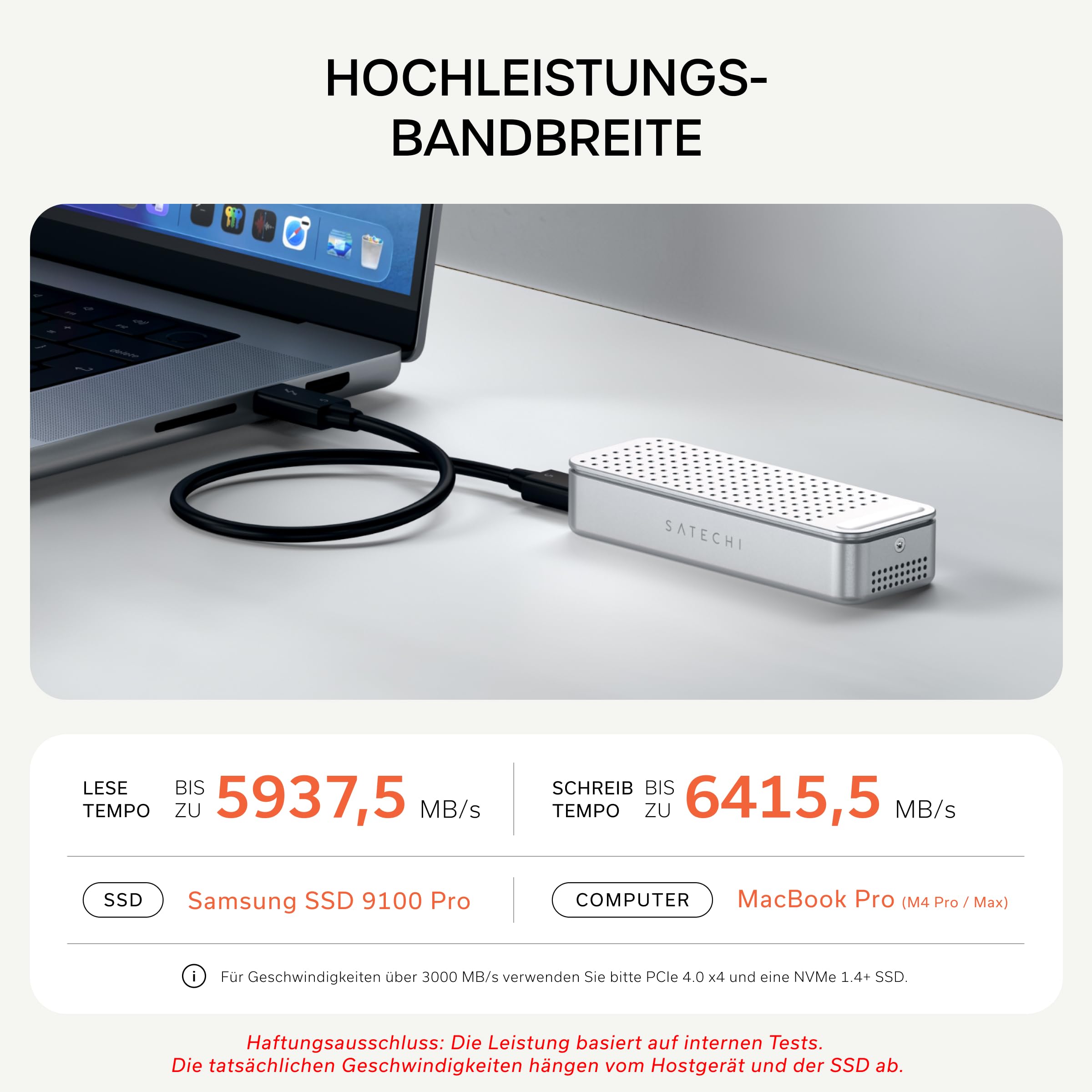 SATECHI DotDisk™ 80-Gbit/s-NVMe-SSD-Gehäuse, Silber 3