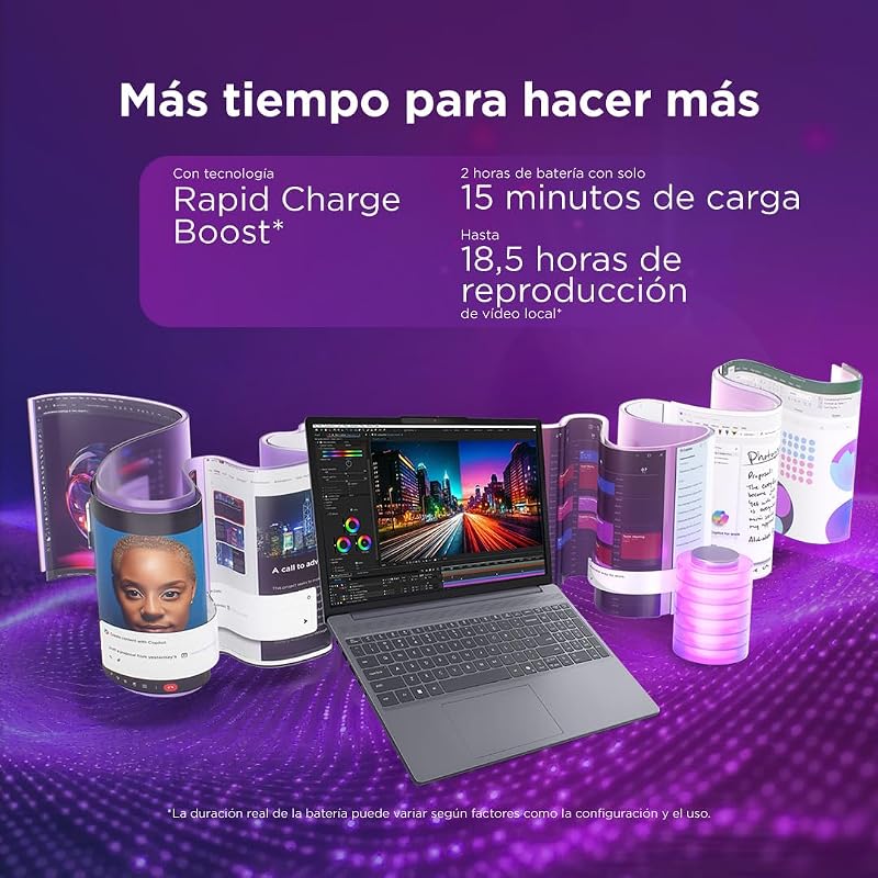 IdeaPad Slim 3 Gen 11 – Portátil WUXGA de 15,3" (Intel Core Ultra 7 355, Copilot+ PC, 16 GB RAM, 1 TB SSD, Wi-Fi 6, USB-C, Windows 11 Home) Teclado QWERTY em espanhol - Cinzento Lua