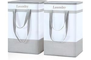 FairyHaus Laundry Basket 78L, 2Pack Laundry Hamper with Easy Carry Handles, Collapsible Laundry Baskets Hampers for Bathroom Clothes Storage Grey