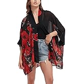 Women's Kimono Cardigans Camouflage Sheer Chiffon Blouse Boho Wrap Casual Coverup Loose Tops