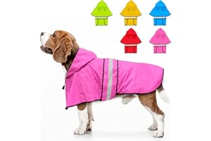 Weesiber Dog Raincoat, Waterproof Dog Rain Jacket Hooded Poncho Slicker, Lightweight Pet Rain Coat for Walking (M, Pink)