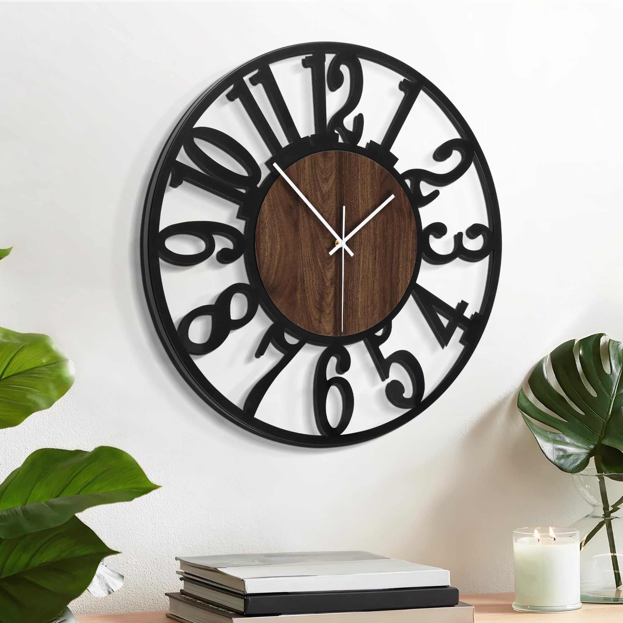 Photo 1 of LEIKE 12in Arabic Numeral Wall Clock Battery Operated Black, Silent Non Ticking, Wall Clocks for Living Room Decor, Small Classic for School, Office, Home, Kitchen, Bedroom