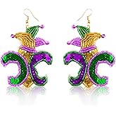 Estivaux Mardi Gras Earrings Sequins Dangle Earrings Gift Pendant Earrings Fat Tuesday Fashion Jewelry Earring for Women