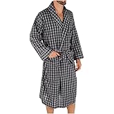 Hanes Men's Woven Shawl Robe, 4204, Black Plaid, XL/XXL