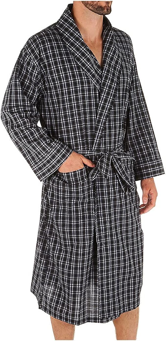 Hanes Big Men's Woven Shawl Collar Robe, Black, 3XLarge/4X